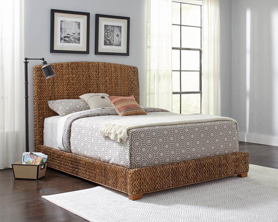 Laughton - Banana Leaf Panel Bed by CoasterEssence | Bel Furniture