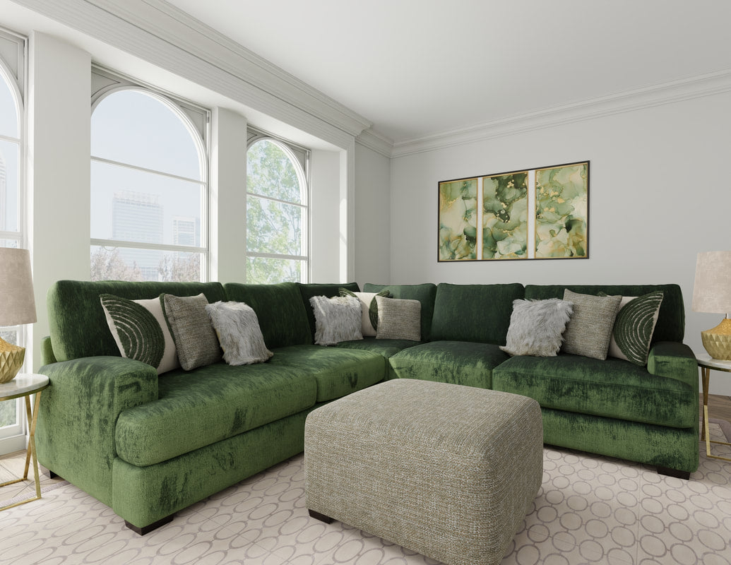 Corinthian Emerald Plush 2-Piece Sectional Sofa
