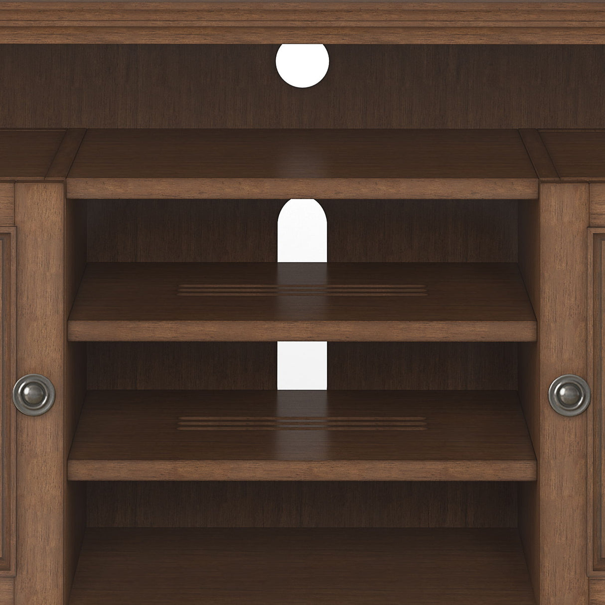 Amherst - TV Media Stand - Rustic Natural Aged Brown by Simpli-Home | Bel Furniture