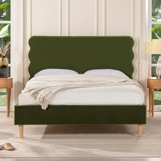 Stockholm - Modern Wavy Headboard Platform Bed by Jennifer Taylor Home | Bel Furniture