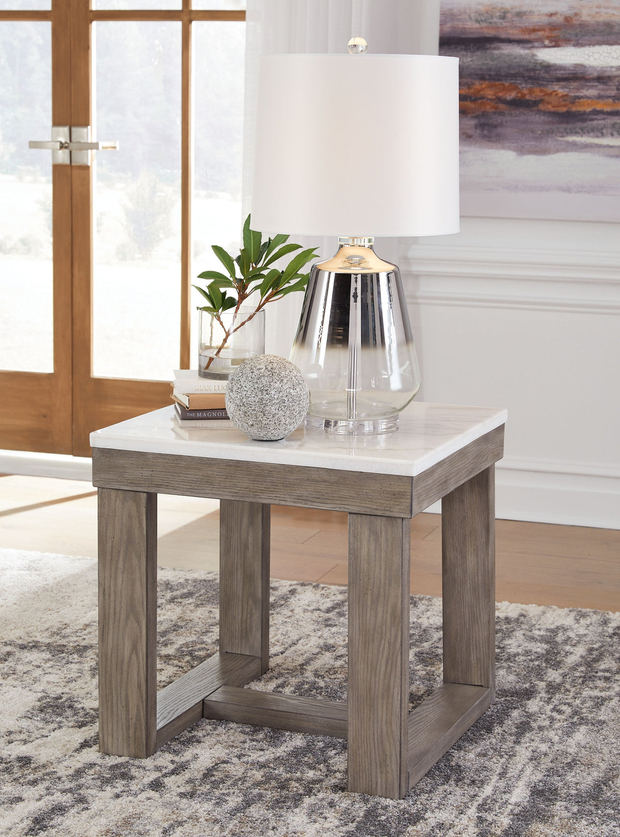 Loyaska - Brown / Ivory - Square End Table by Signature Design by Ashley® | Bel Furniture