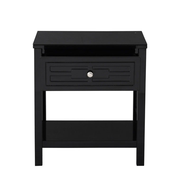 Dylan - Wooden End Side Table Nightstand With Glass Top And Drawer by Lilola Home | Bel Furniture