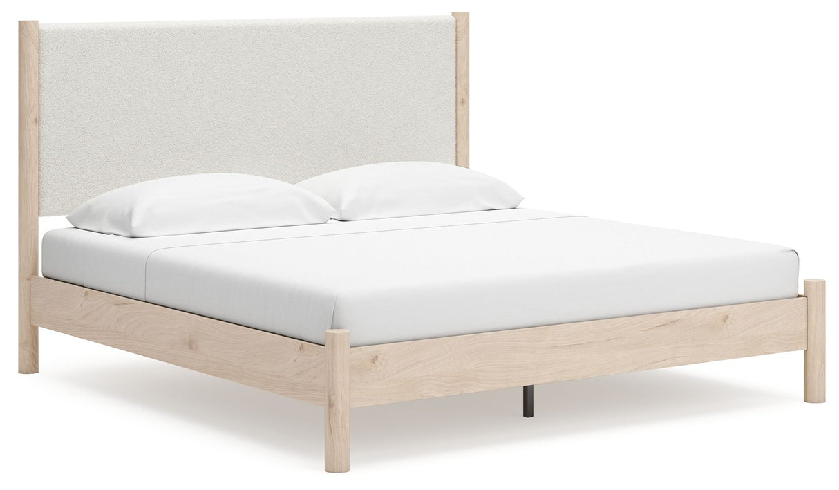 Cadmori - Upholstered Panel Bed Beige King by Signature Design by Ashley® | Bel Furniture