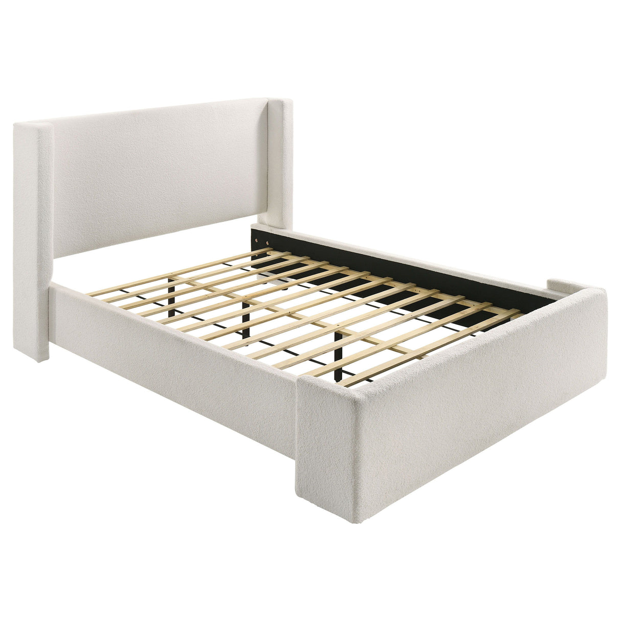 Alamosa - Boucle Upholstered Wingback Bed White by Coaster Fine Furniture | Bel Furniture