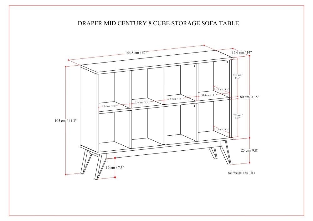 Draper - Handcrafted Low Bookcase