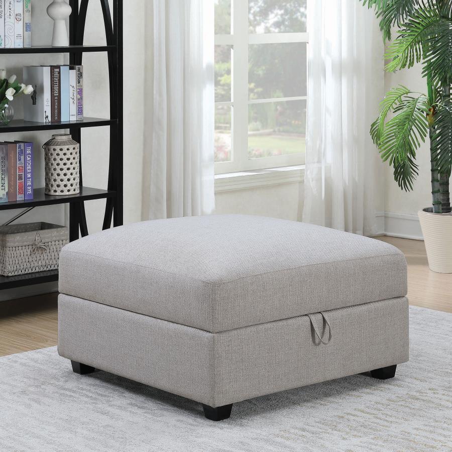 Cambria - Square Upholstered Storage Ottoman - Gray by CoasterElevations | Bel Furniture