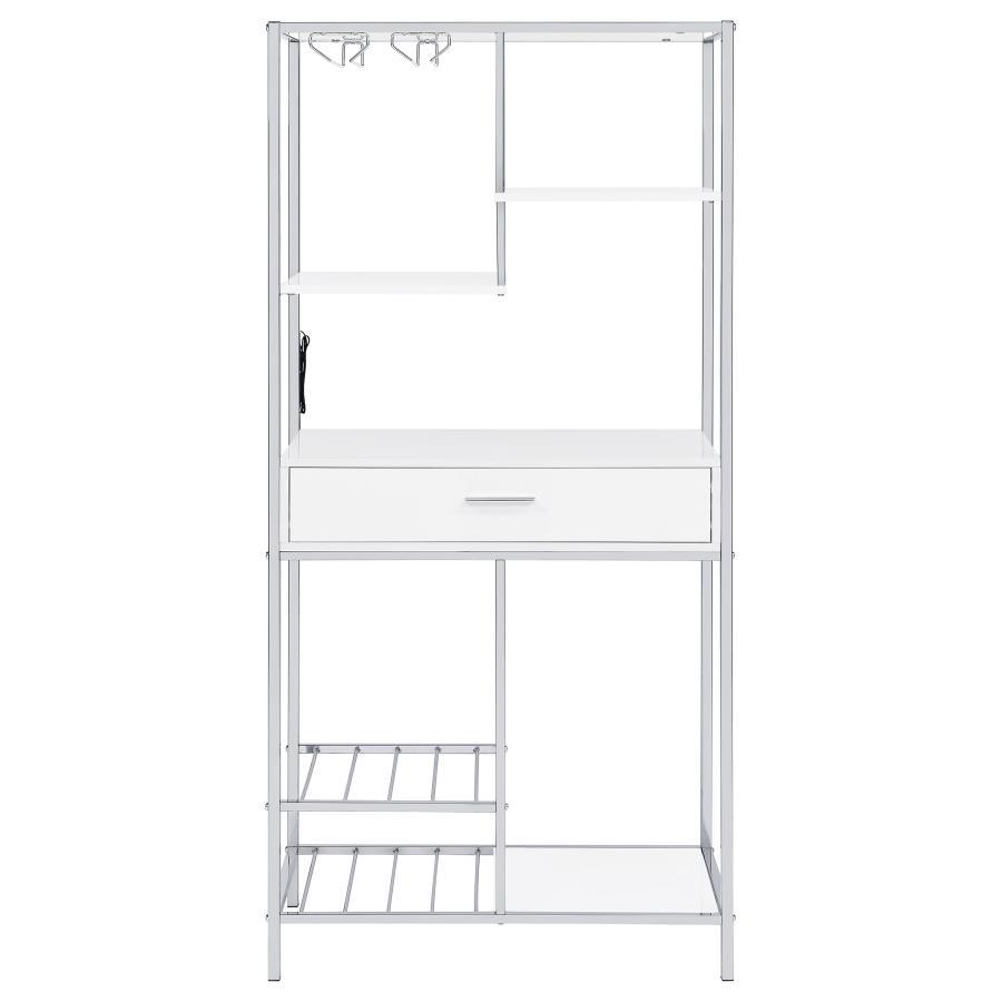 Figueroa - 5-Shelf Wine Storage Bar Cabinet - White High Gloss by Coaster Fine Furniture | Bel Furniture