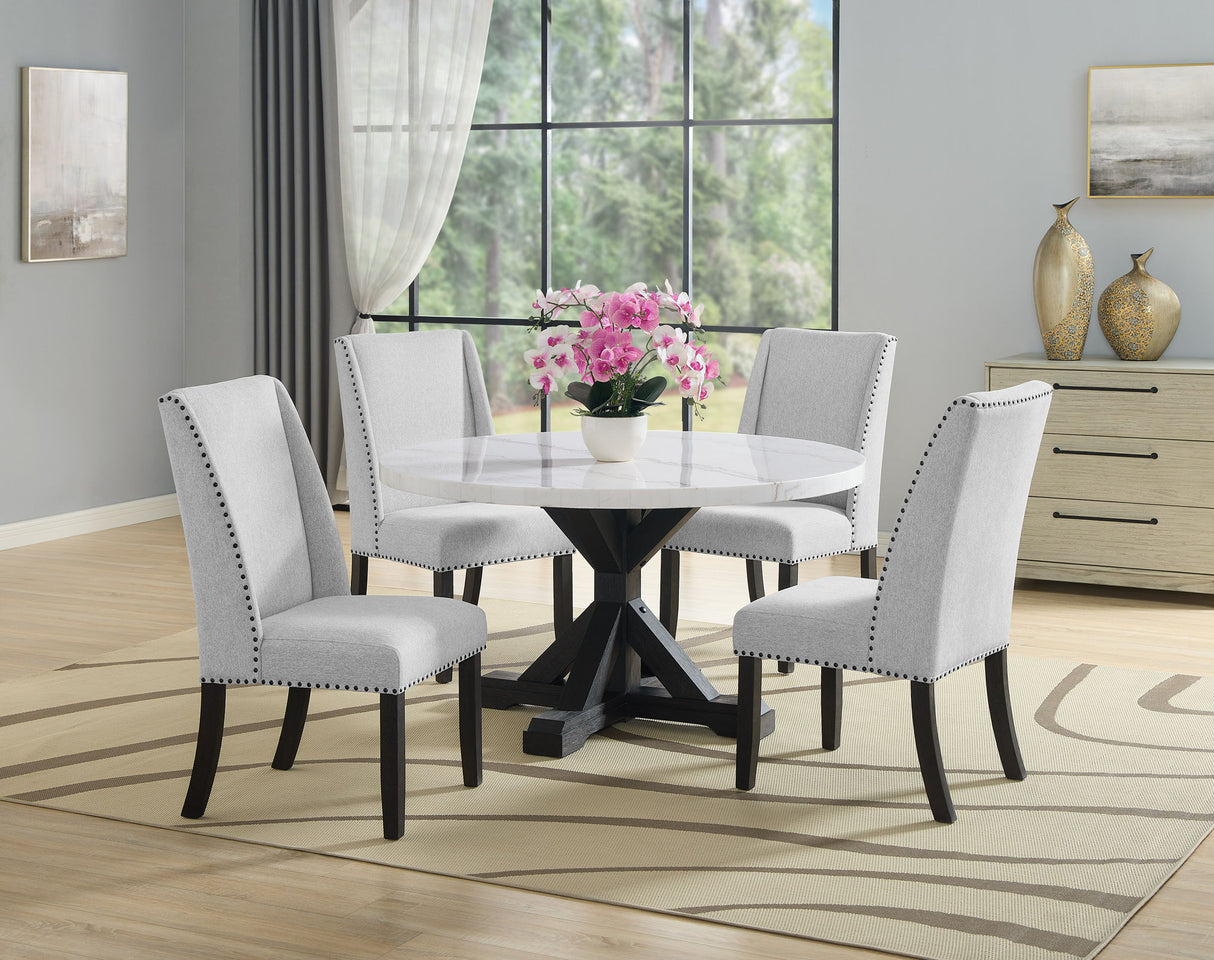 Varley - 5 Piece Dining Room Set - White / Gray by Crown Mark | Bel Furniture