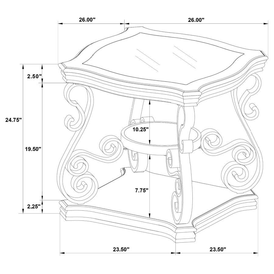 Laney - 1-Shelf Glass Top Rectangular End Table - Deep Merlot by CoasterEssence | Bel Furniture