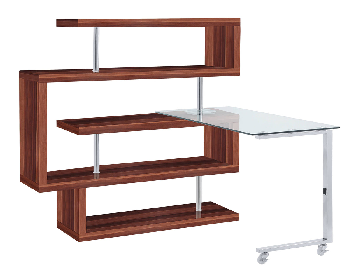 Buck II - Clear Glass, Chrome High Gloss Writing Desk With Shelf by Urban Nest | Bel Furniture