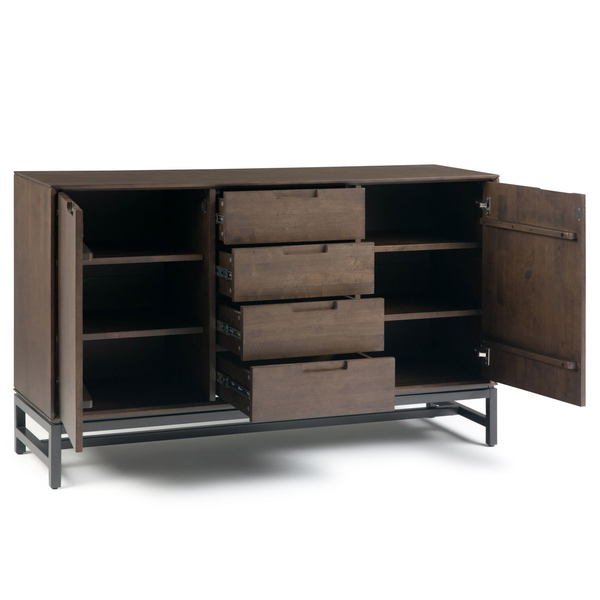 Banting - Mid Century Sideboard With Centre Drawers - Walnut Brown by Simpli-Home | Bel Furniture