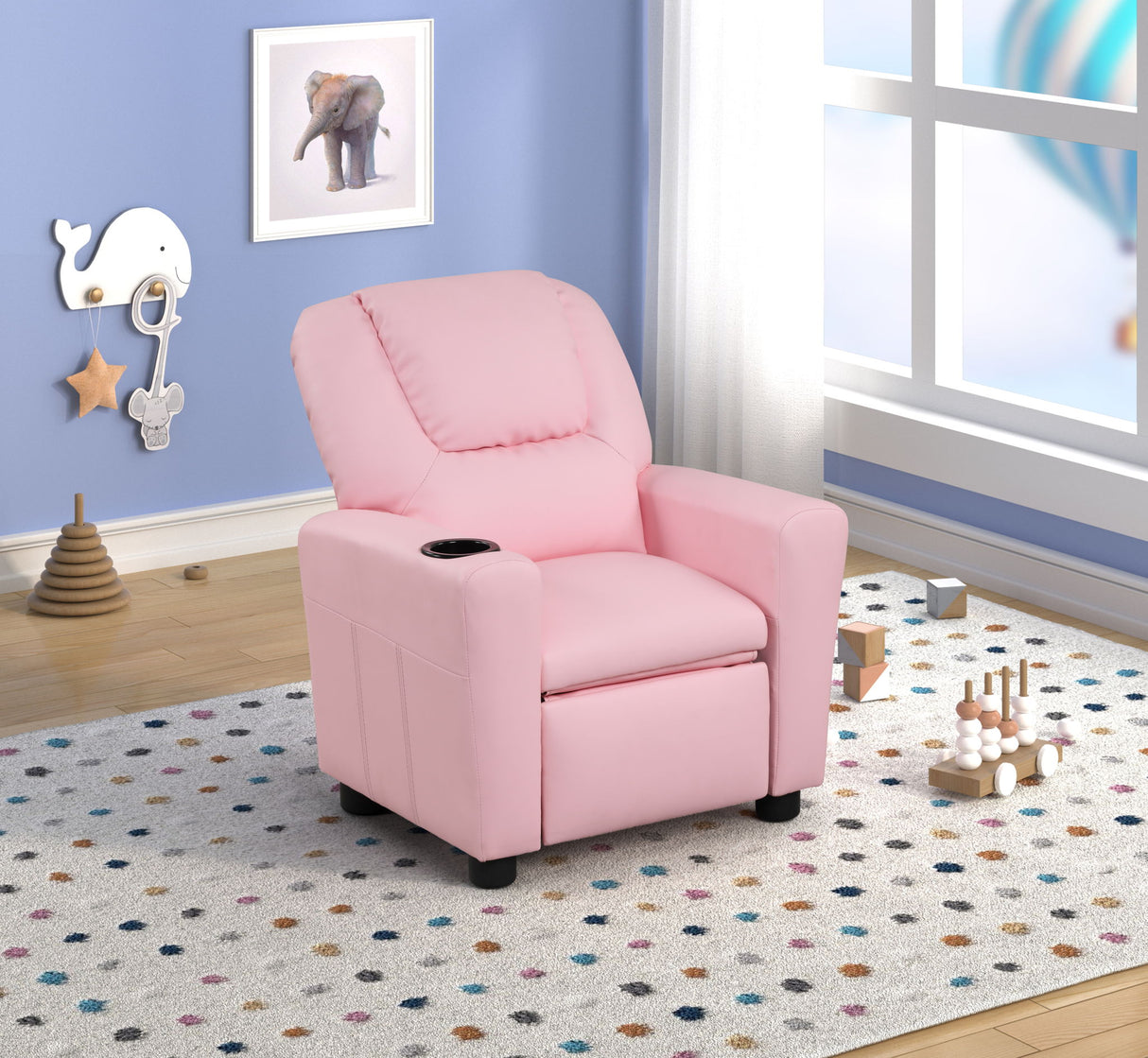 Marisa - PU Leather Kids Recliner Chair With Cupholder by Lilola Home | Bel Furniture