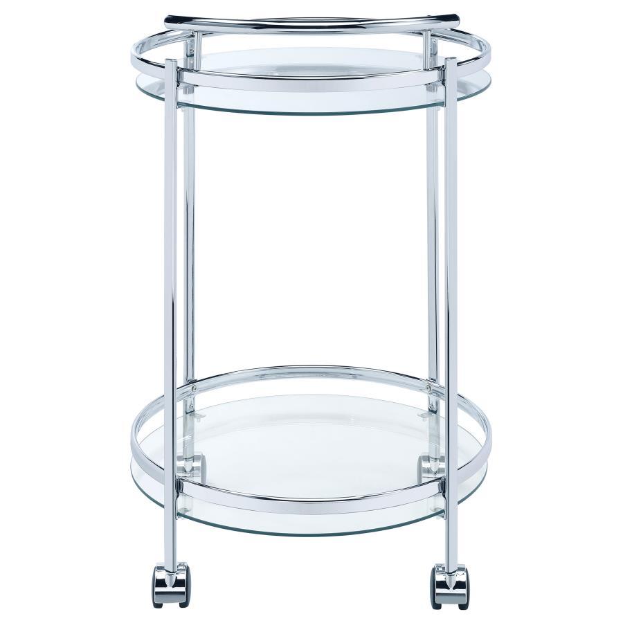Chrissy - Round Glass Shelf Metal Bar Cart by CoasterEveryday | Bel Furniture
