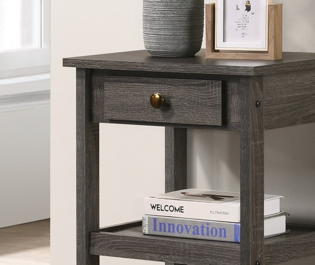 Arine - Console Table With Drawer And Shelves - Gray