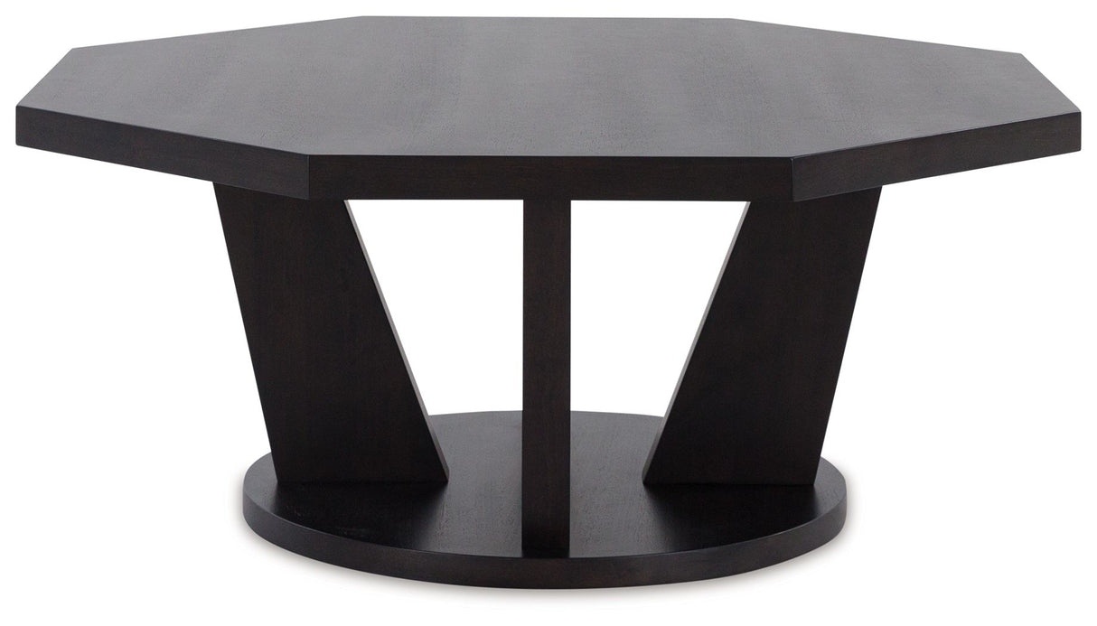 Chasinfield - Dark Brown - Octagon Coffee Table by Signature Design by Ashley® | Bel Furniture