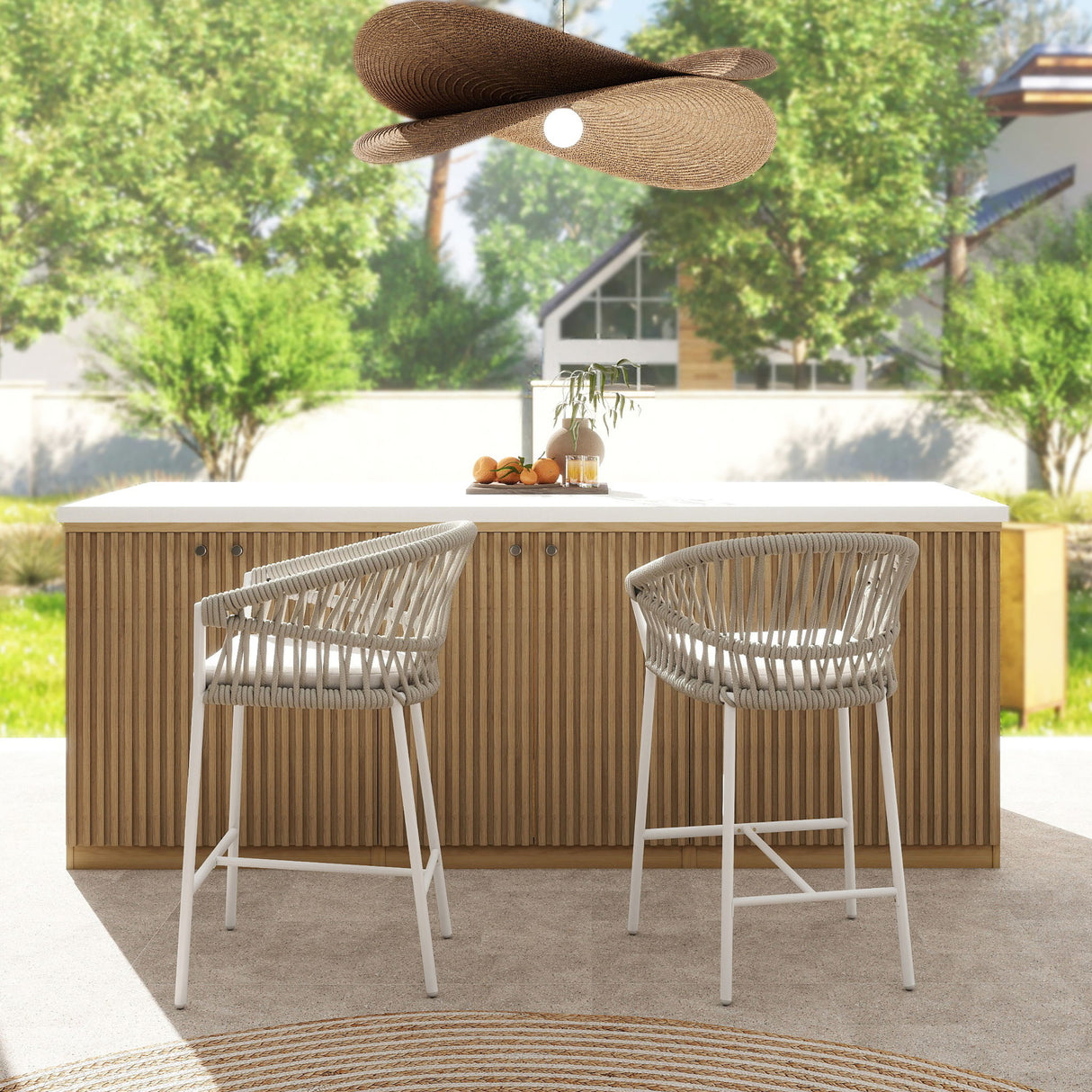 Maiden - Patio Counter Stool Sunproof Olefin (Set of 2) by Jennifer Taylor Home | Bel Furniture