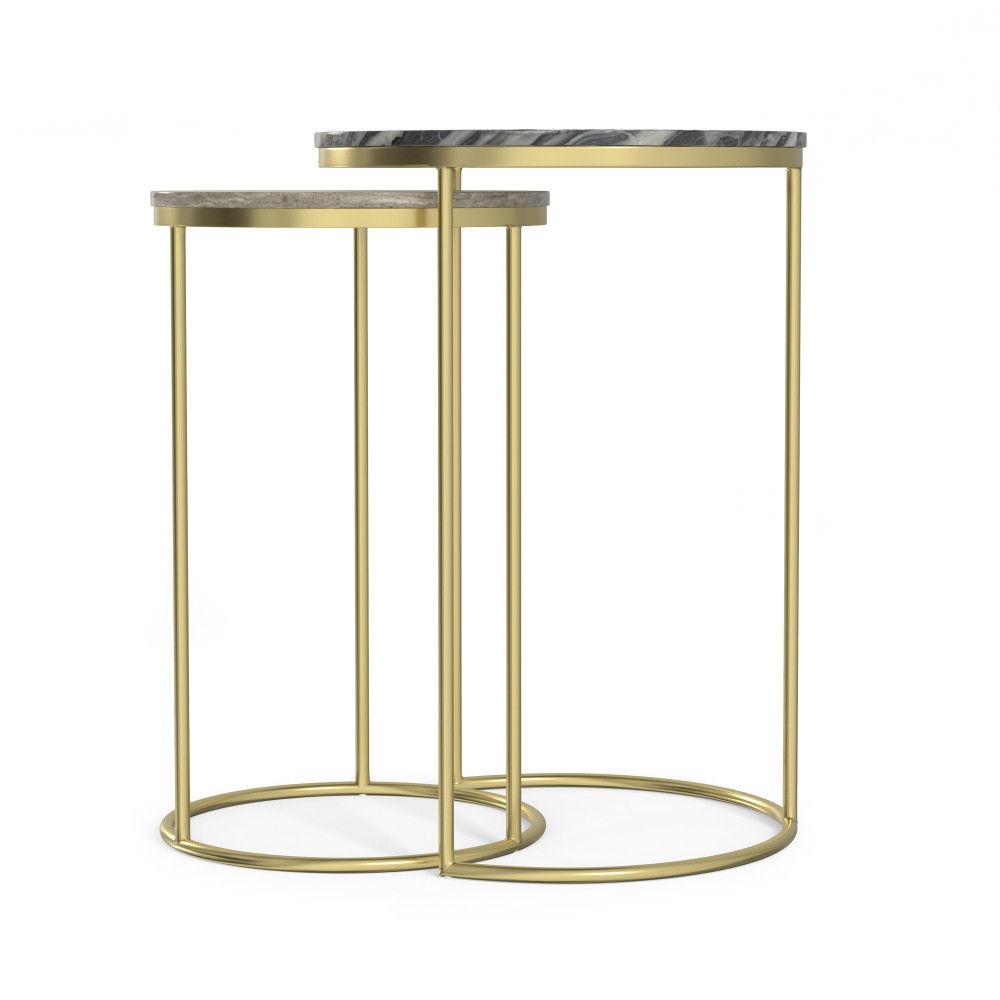 Ashley - 2 Piece Nesting Table - Gold by Simpli-Home | Bel Furniture