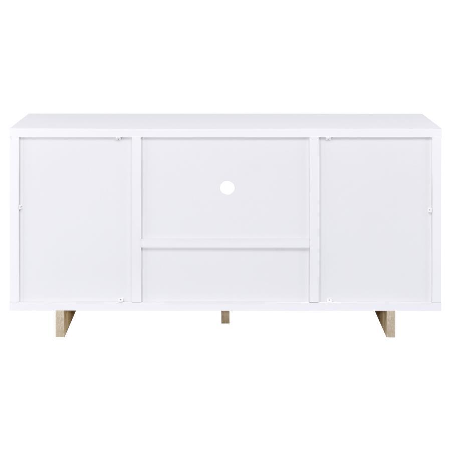 Dalton - 2 Door Storage Credenza - White And Distressed Pine by CoasterEveryday | Bel Furniture
