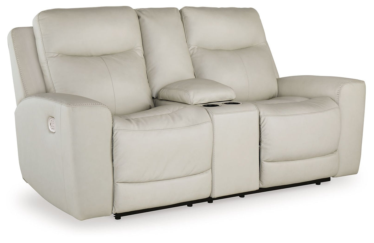 Mindanao - Power Reclining Loveseat With Console /Adj Hdrst White by Signature Design by Ashley® | Bel Furniture