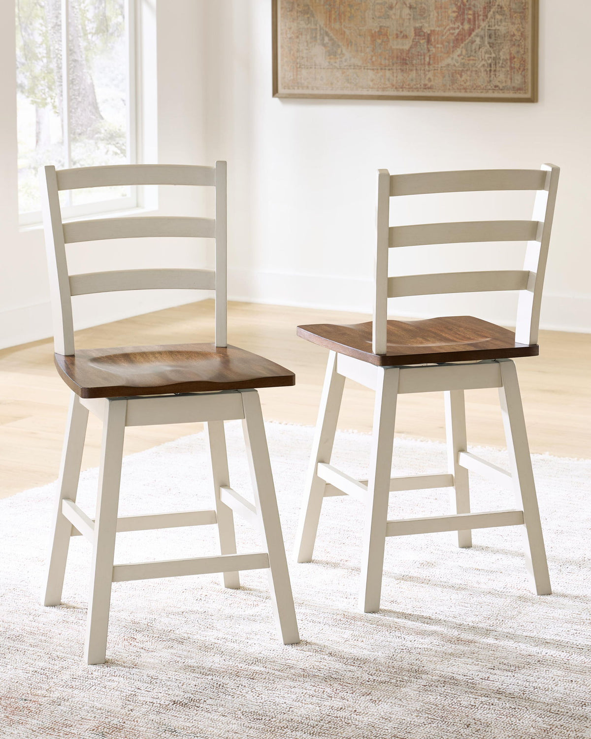 Brinfern - Swivel Stool (Set of 2) - Brown / Antique White