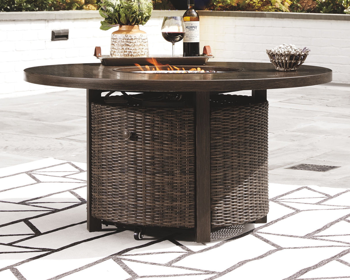 Paradise Trail - Medium Brown - Round Fire Pit Table by Signature Design by Ashley® | Bel Furniture