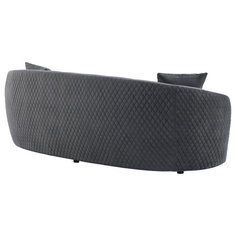 Brookside - Velvet Upholstered Curved Sofa - Dark Gray by CoasterEveryday | Bel Furniture