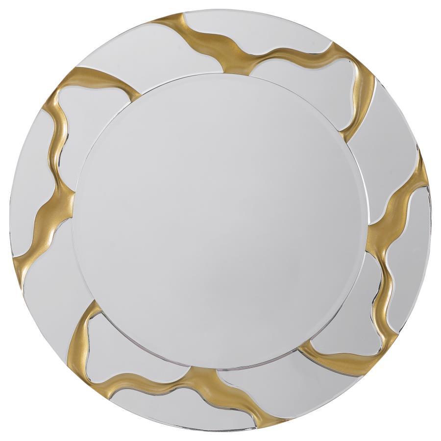Dorinda - Round Kintsugi Style Wall Mirror - Gold by Coaster Fine Furniture | Bel Furniture