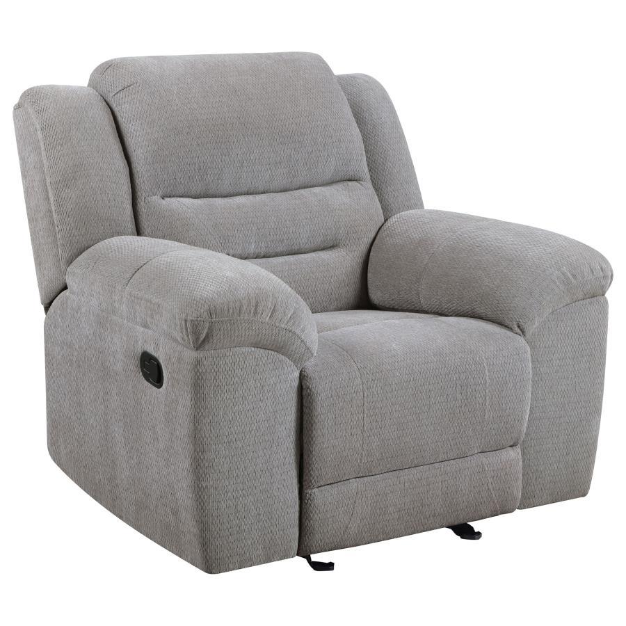 Gilson - Chenille Upholstered Reclining Glider Recliner - Gray by Coaster Fine Furniture | Bel Furniture