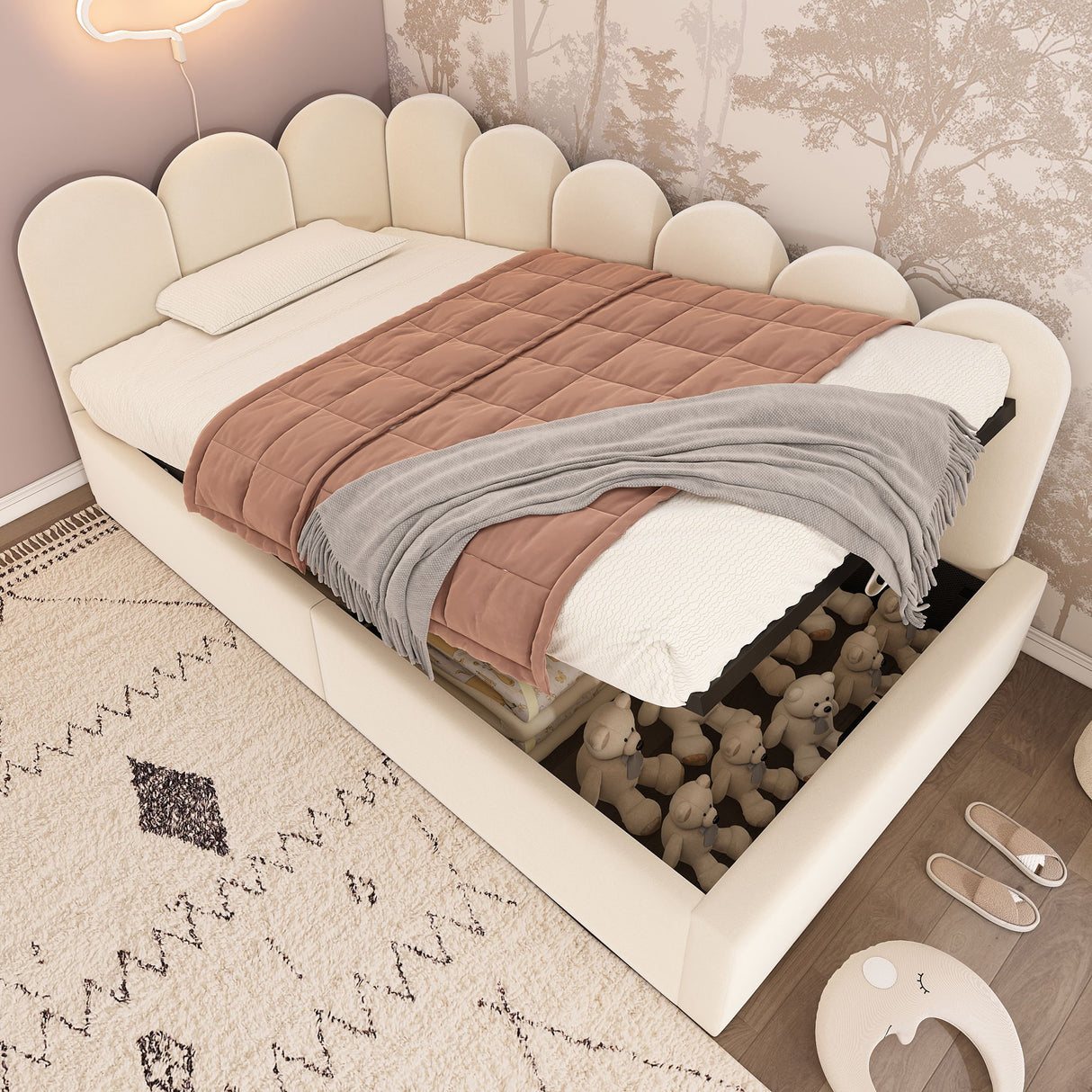 Upholstered Daybed With Metal Slatted Base