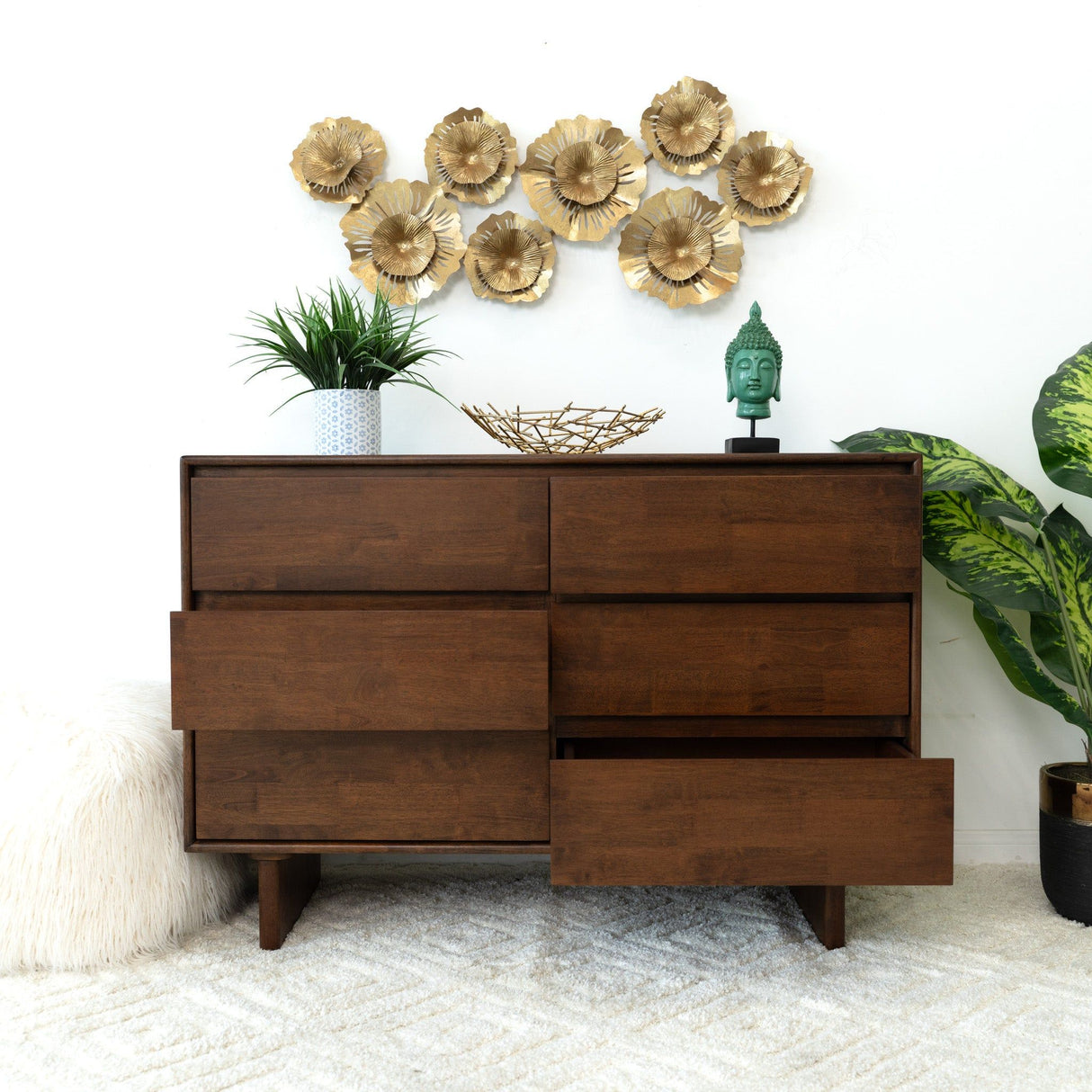 Dubrovnik - Mid-Century Modern Dresser With 6 Drawers - Brown by Ashcroft Furniture | Bel Furniture
