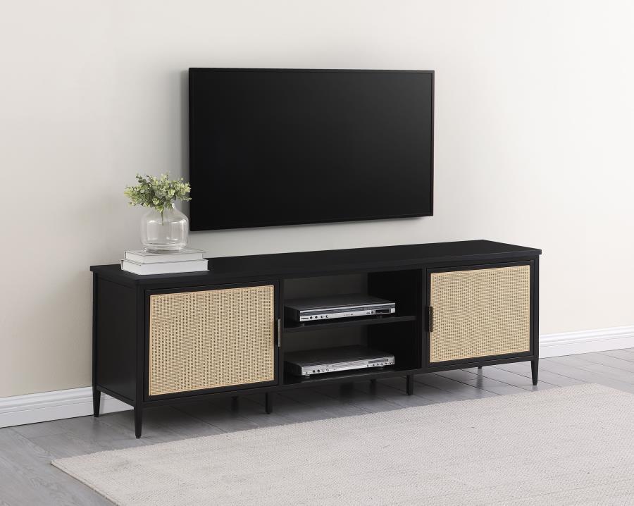 Amherst - 2-Door 70" Metal TV Stand Media Console - Black by Coaster Fine Furniture | Bel Furniture