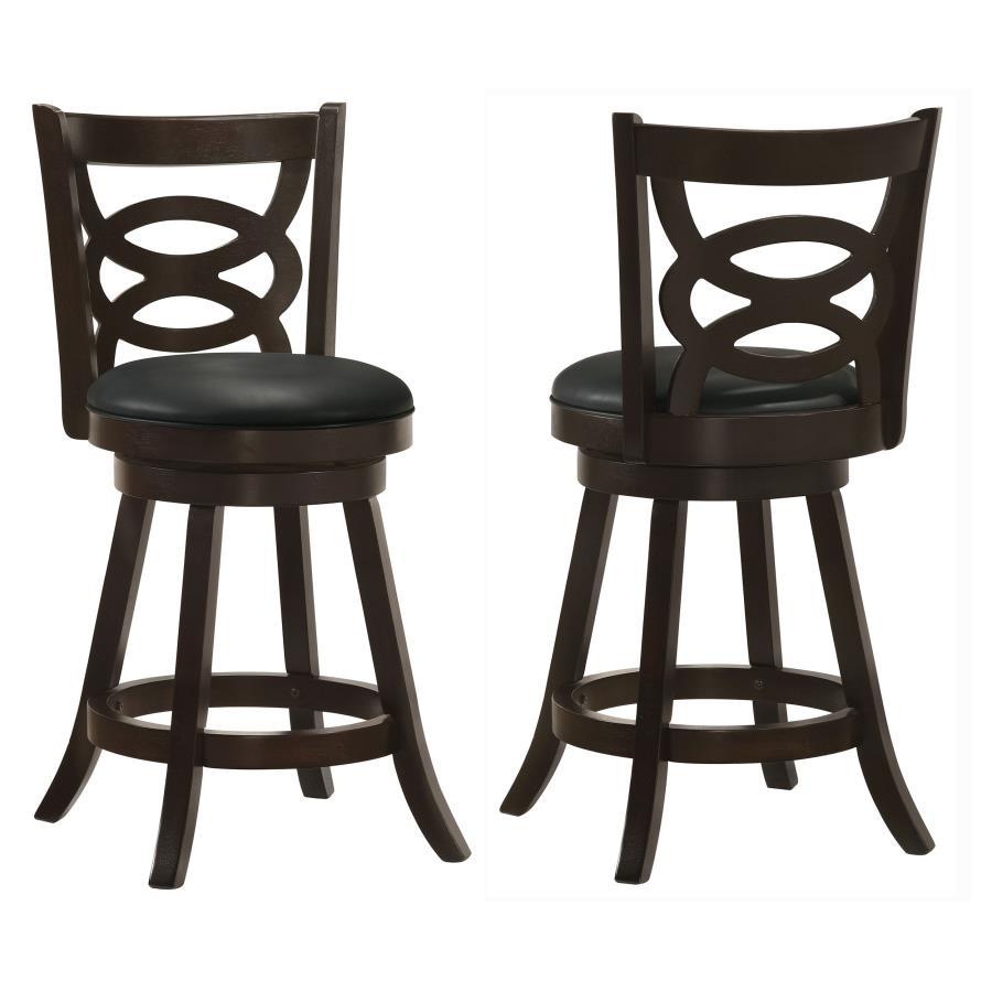 Calecita - Wood Swivel Counter Stool (Set of 2) Dark Brown 17.5"W x 19.25"D x 37.5"H by CoasterEssence | Bel Furniture