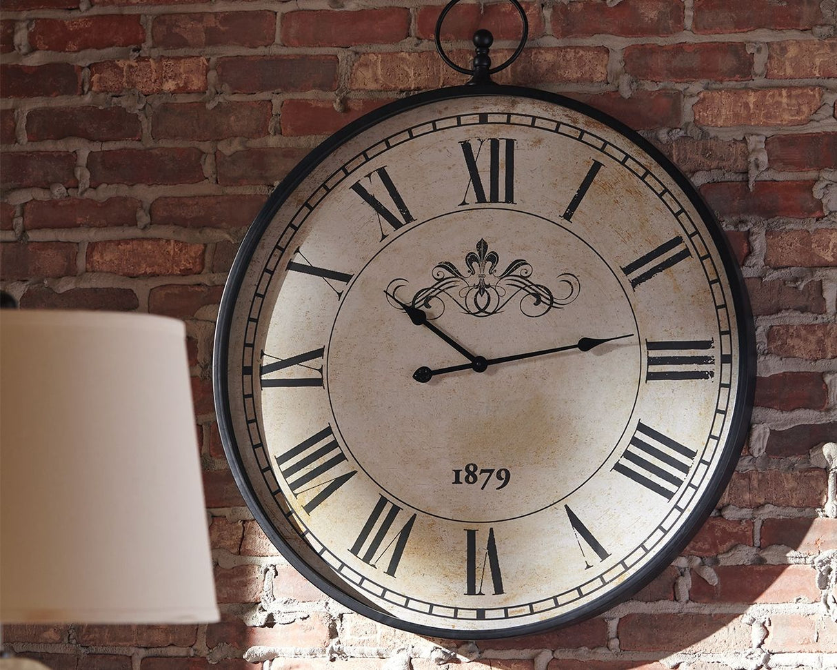 Augustina - Antique Black - Wall Clock by Signature Design by Ashley® | Bel Furniture
