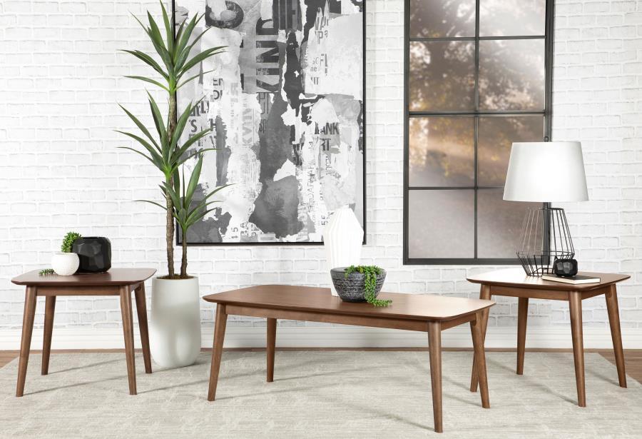 Radley - 3 Piece Rectangular Coffee Table Set - Natural Walnut by CoasterEssence | Bel Furniture