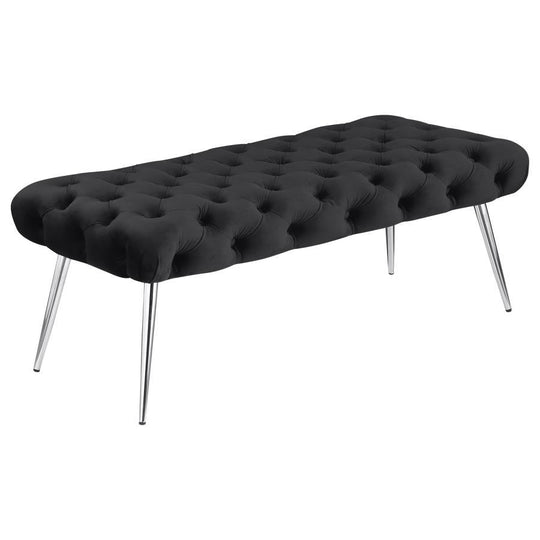 Ella - Upholstered Tufted Bench Metal Legs Black by Coaster Fine Furniture | Bel Furniture