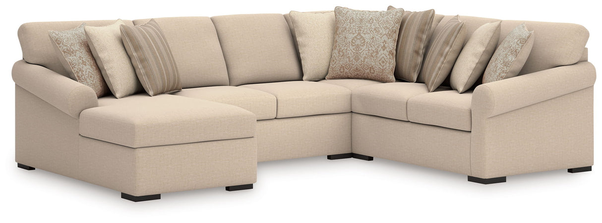 LadyMae - Sectional Beige 4 Pc. Left Arm Facing Corner Chaise Sectional by Benchcraft® | Bel Furniture