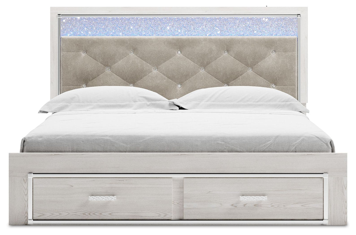 Altyra - White - King Upholstered Storage Bed by Signature Design by Ashley® | Bel Furniture