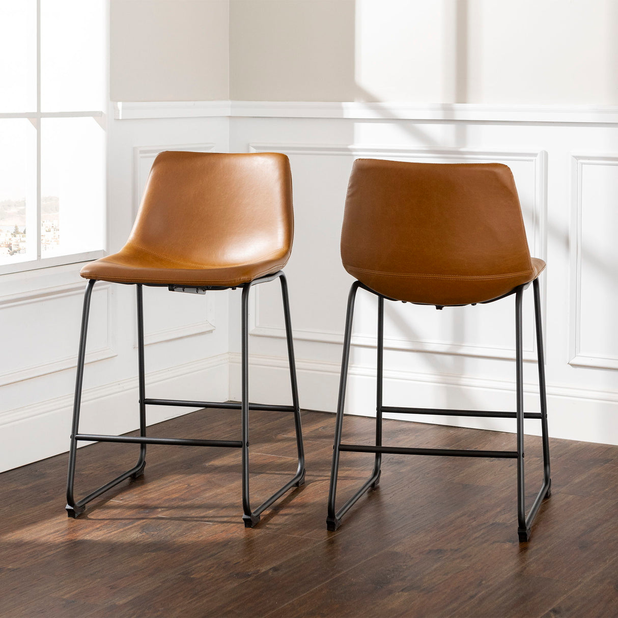 Industrial Counter Stools (Set of 2) by Walker Edison | Bel Furniture