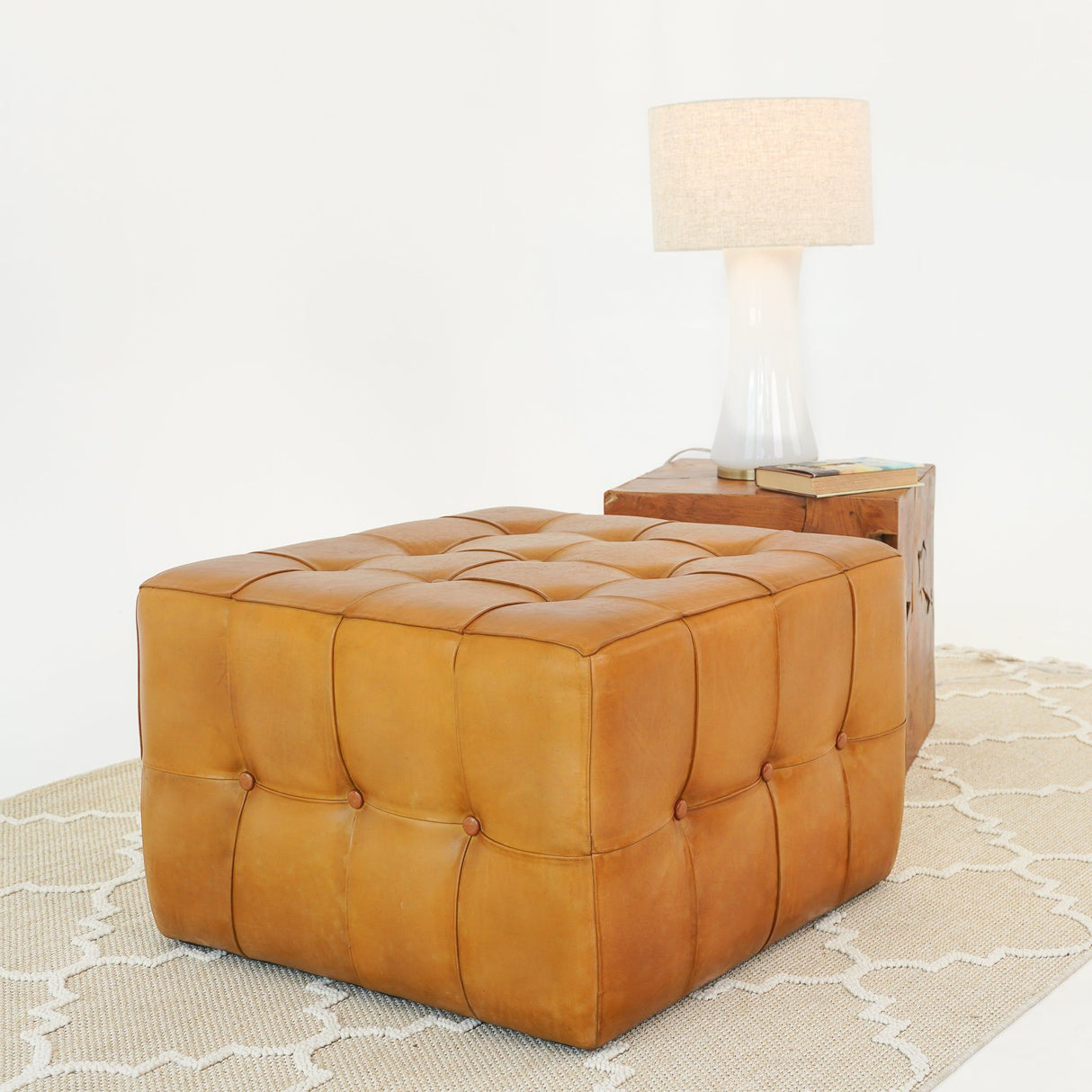 Benjiro - Square Ottoman - Tan by Ashcroft Furniture | Bel Furniture