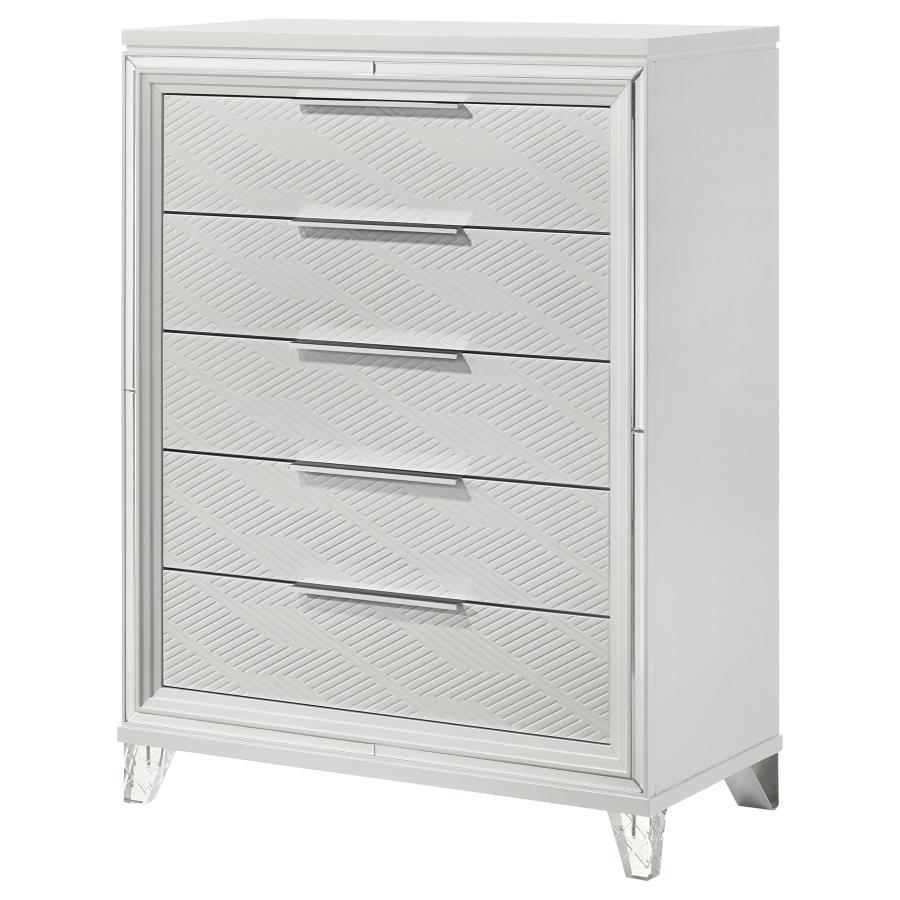 Marmore - 5-Drawer Bedroom Chest Of Drawers - White by Coaster Fine Furniture | Bel Furniture
