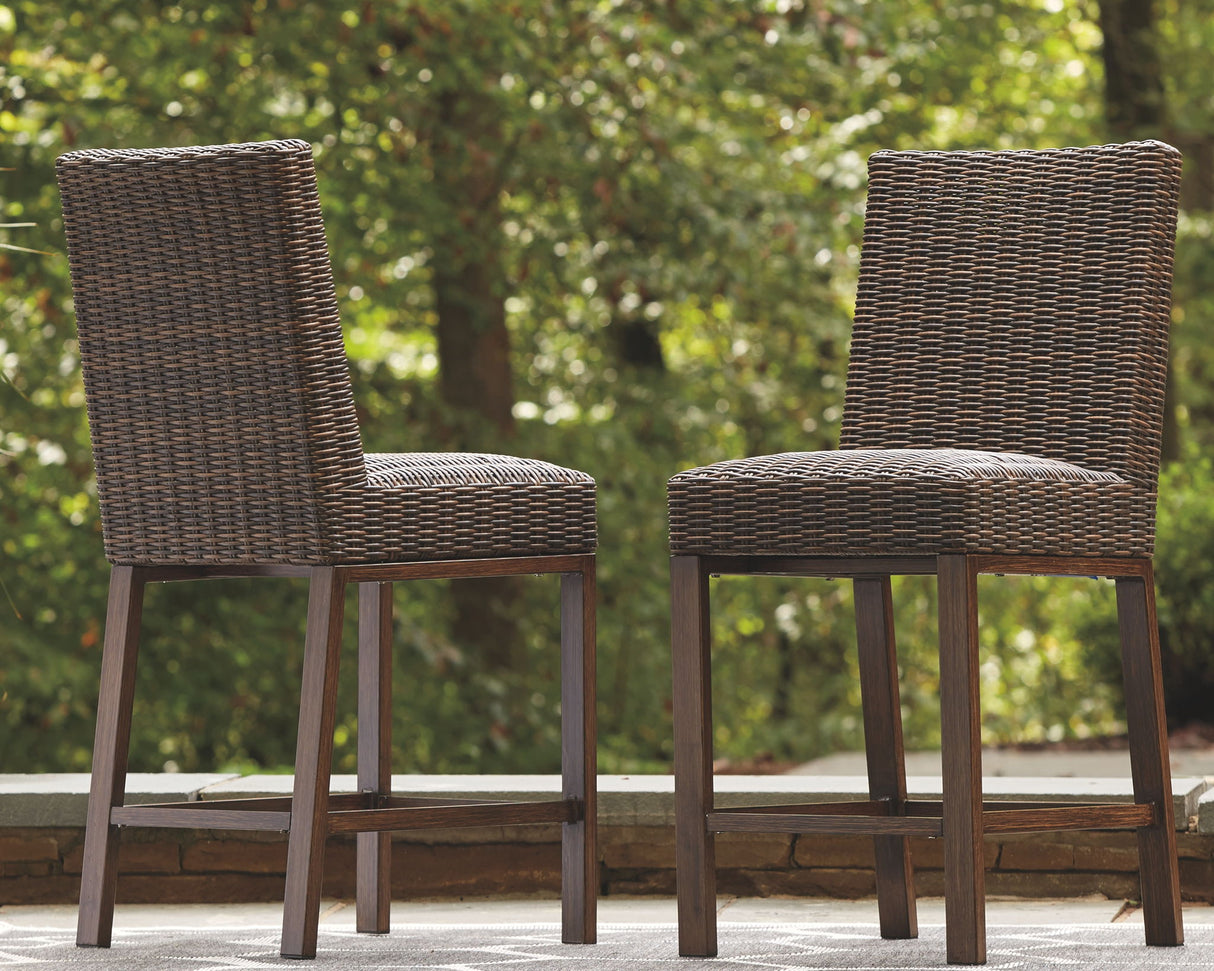 Paradise Trail - Medium Brown - Barstool (Set of 2) by Signature Design by Ashley® | Bel Furniture