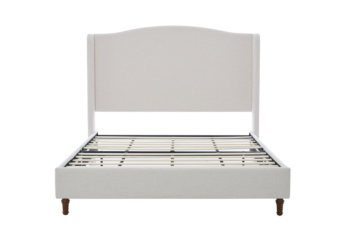 Hannah - Upholstered Wingback Bed Size / Tall Headboard Upholstered King Bed / Premium Textured Look / Minimalist Designs / No Box Spring Needed