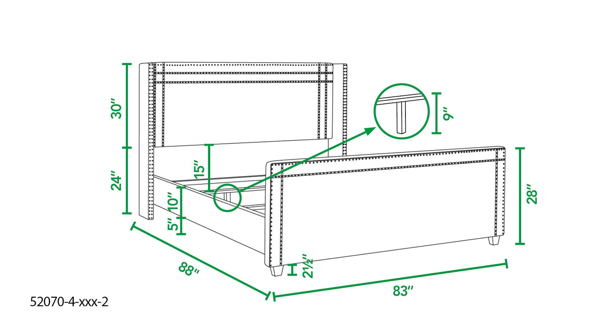 Elle - Wingback Upholstered King Bed - Silver Gray by Jennifer Taylor Home | Bel Furniture