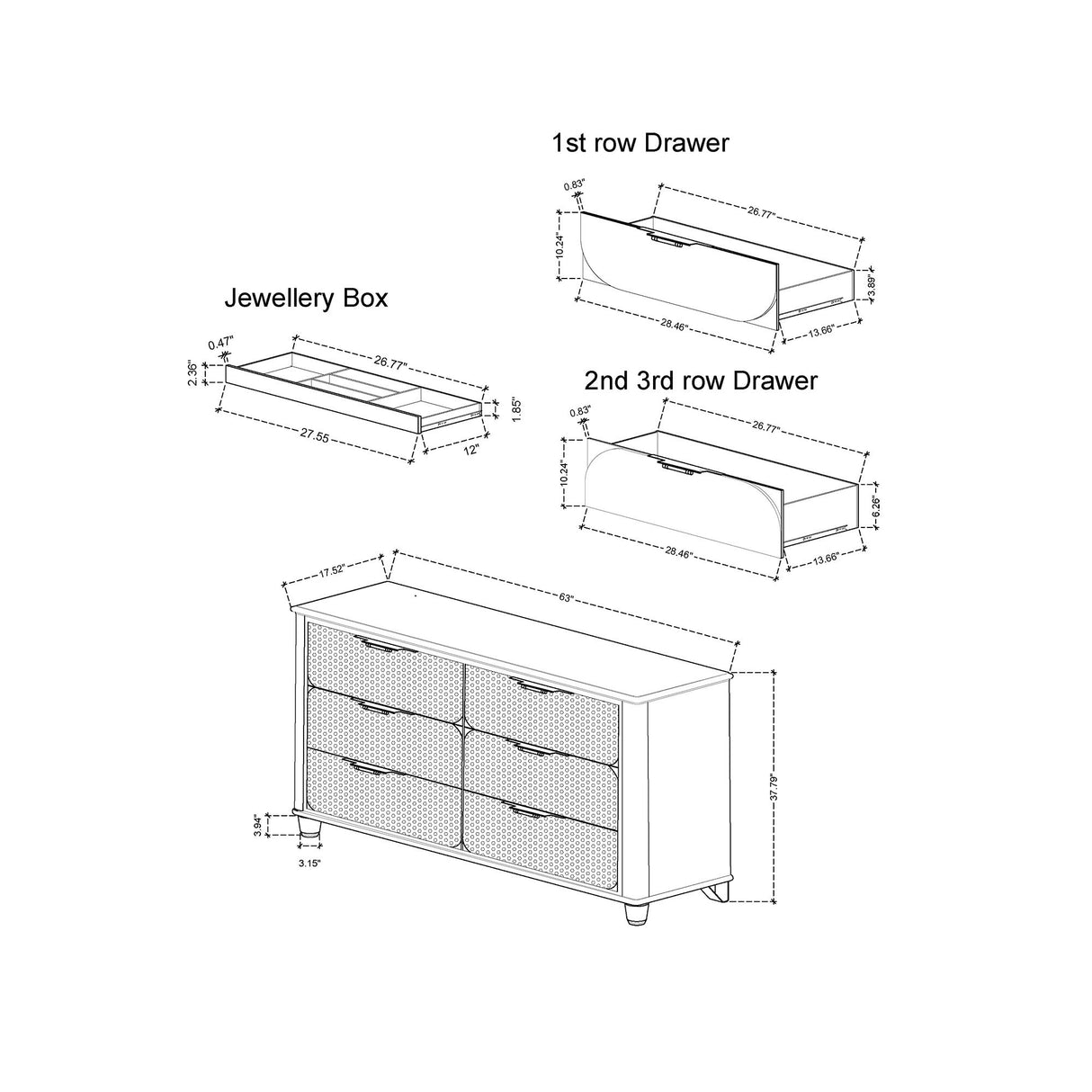 Laura - Dresser With Spacious Drawers - Silver