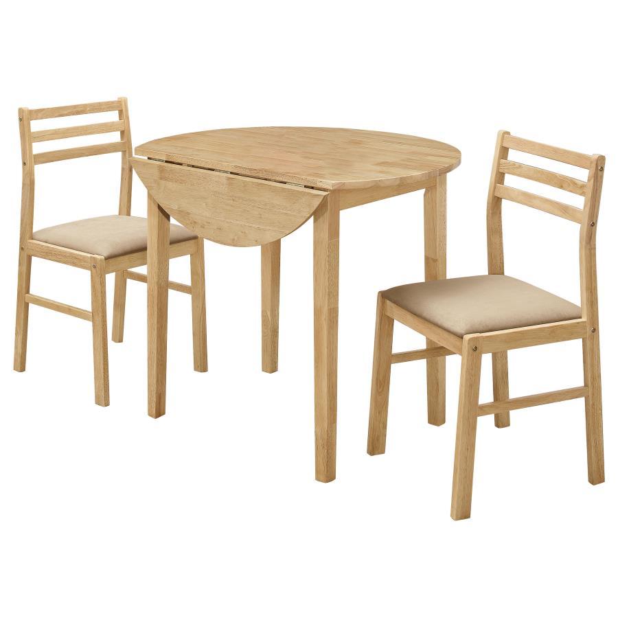 Bucknell - 3 Piece Round Drop Leaf Dining Table Set by CoasterEveryday | Bel Furniture