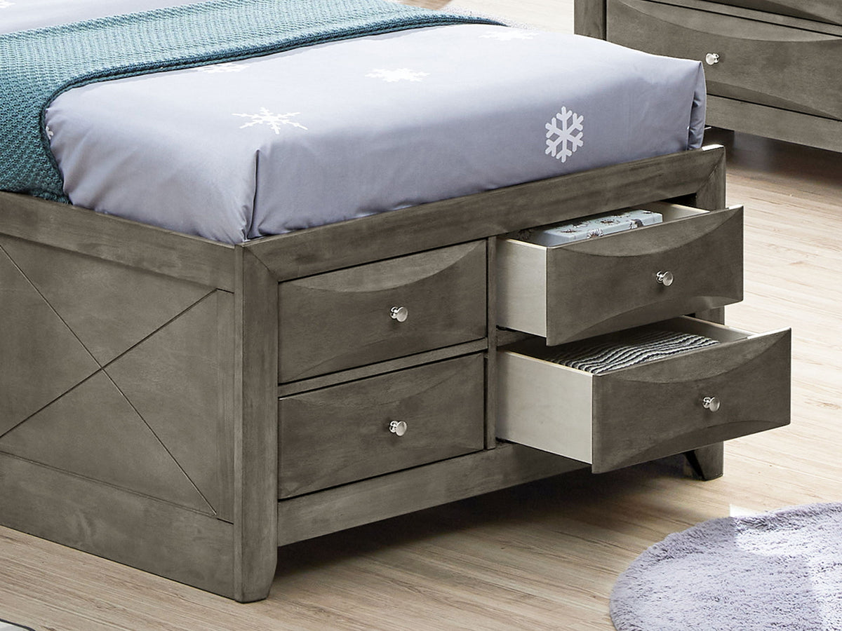 Modern Design Storage Bed With Bookcase Headboard