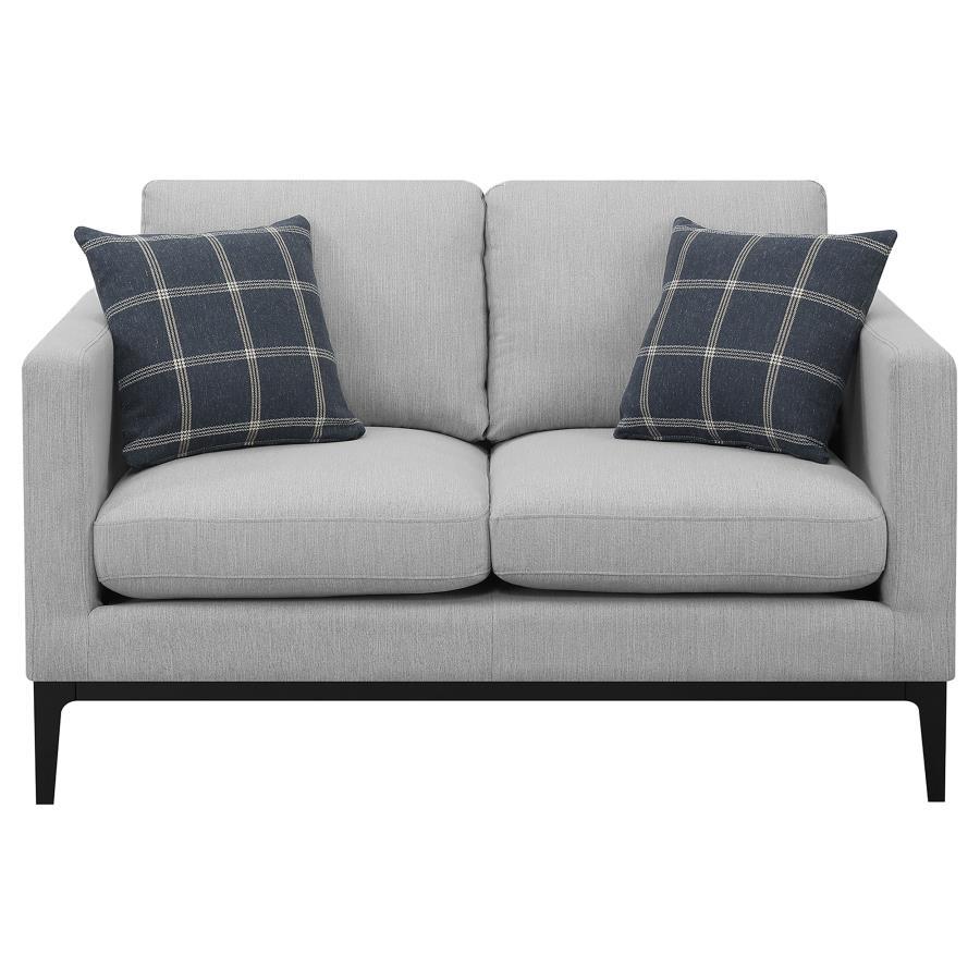 Apperson - Upholstered Track Arm Loveseat - Light Gray by CoasterElevations | Bel Furniture