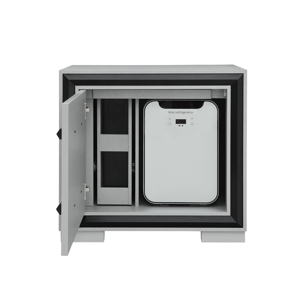 Adelaide - Nightstand With Cooler And Speaker - Gray / Black