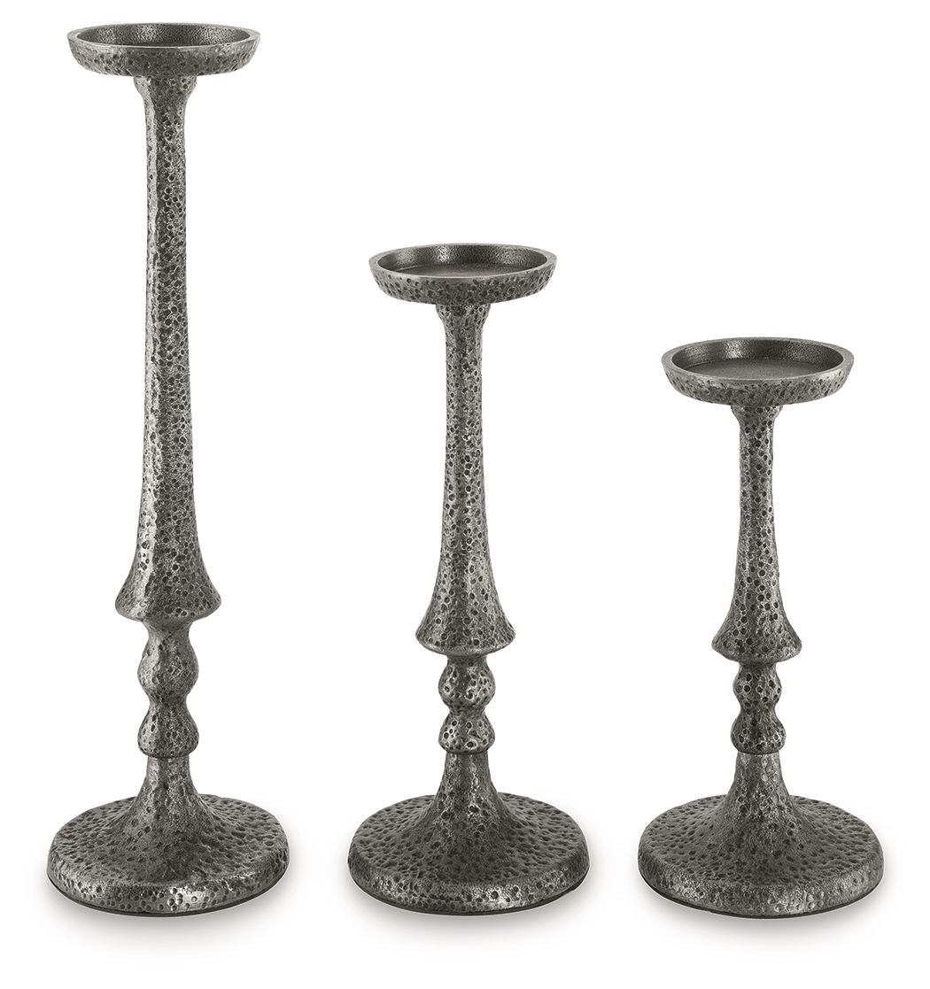 Eravell - Pewter Finish - Candle Holder Set (Set of 3) by Signature Design by Ashley® | Bel Furniture