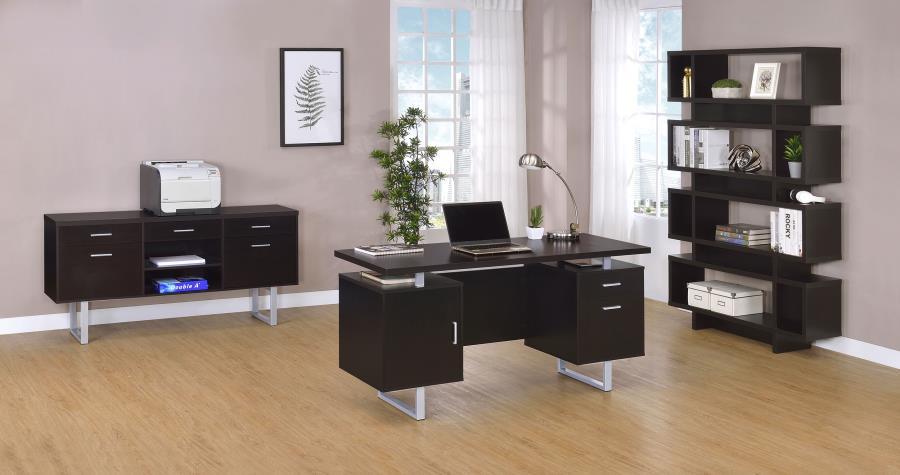 Lawtey - 5-Drawer Home Office Storage Credenza - Cappuccino by CoasterEveryday | Bel Furniture